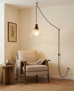 Bild in Gallery-Viewer laden, Natural Wood And Glass Plug-In Pendant