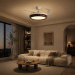 Load image into Gallery viewer, Walnut-tone ceiling fan light in a warm living room