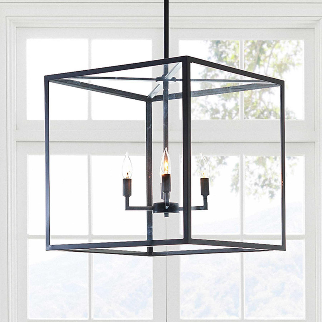 Lámpara colgante de exterior de vidrio Ferrix - Iluminación industrial para porches delanteros
