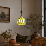 Load image into Gallery viewer, Vintage Green Stained Glass Pendant Light