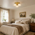 Cargar imagen en el visor de la Galería, White glass flush mount light in a styled bedroom