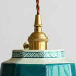 Bild in Gallery-Viewer laden, brass socket and braided cord detail on ceramic pendant light