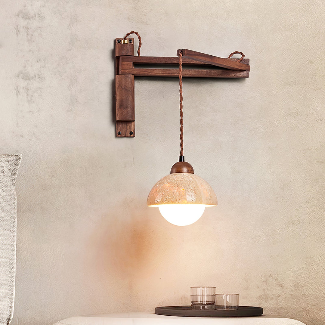 Aplique de pared ajustable con cúpula de travertino