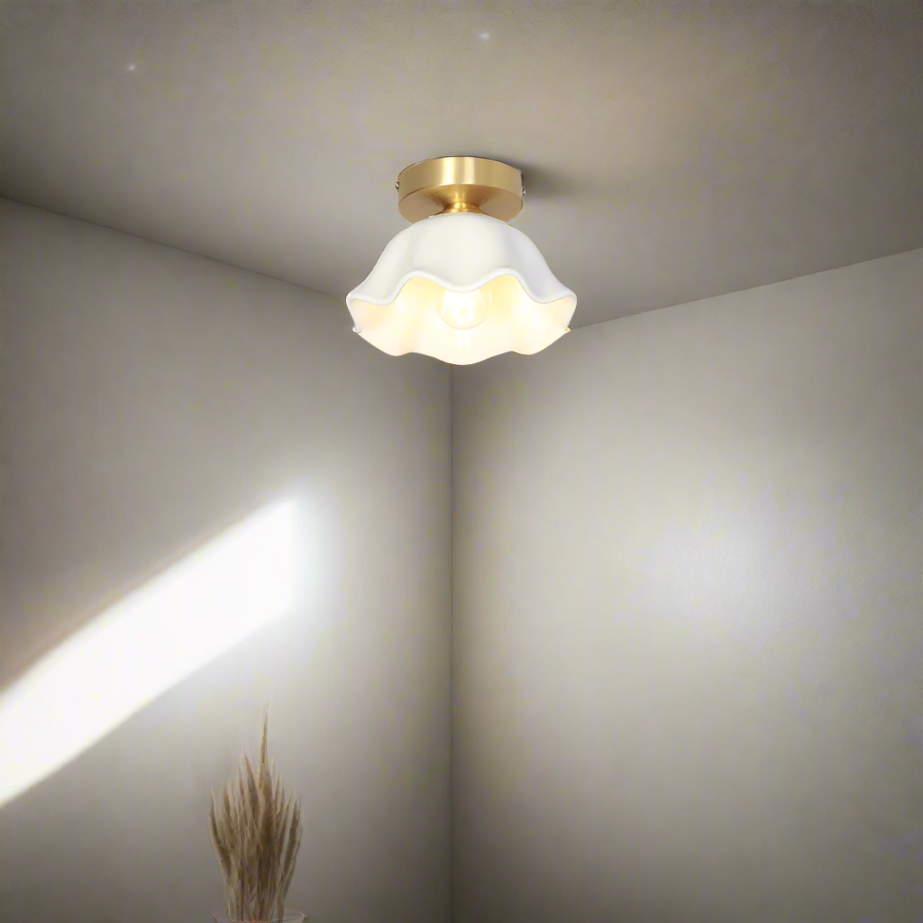 Blossom Glow Mid-Century Keramik Deckenleuchte