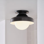 Charger l&#39;image dans la visionneuse de galerie, Plafonnier encastré Hanton – Luminaire minimaliste moderne avec abat-jour en verre laiteux et métal 
