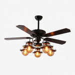 Charger l'image dans la visionneuse de galerie, Style A wood blades five-light ceiling fan