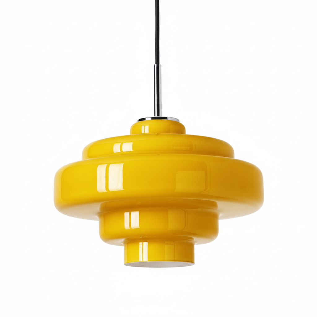 Koloro Modern Art-Inspired Curved Glass Pendant Fixture - Transitional Style Lighting for Living Spaces