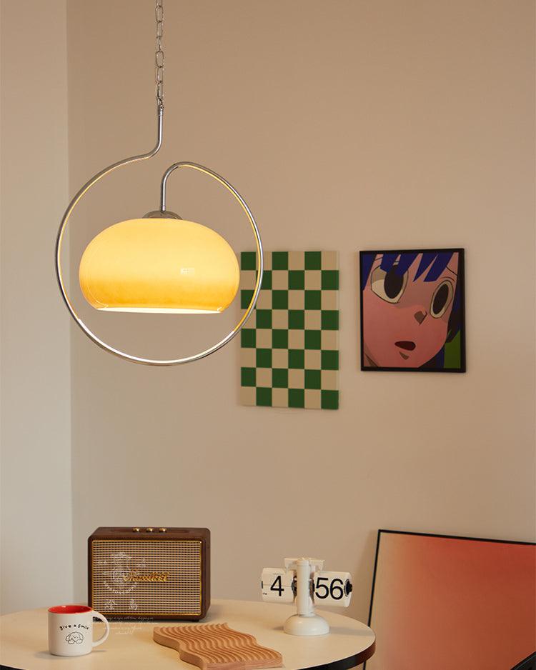 Rounded Glass Chrome Swag Pendant Light