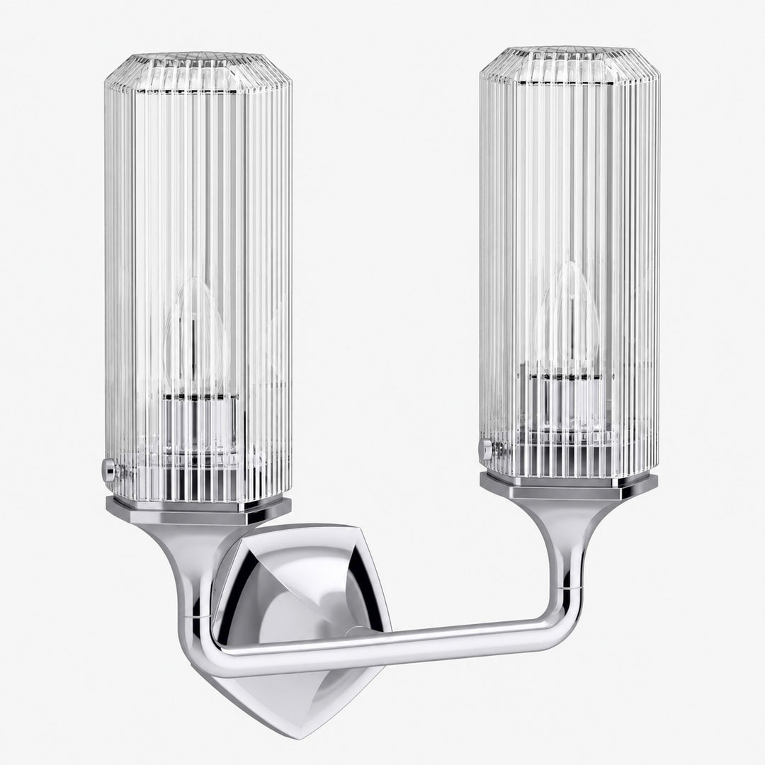 Ridged Shade Armed Cup Metal Plate Wall Light
