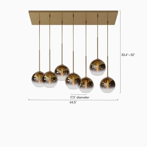 Selvion Eleganter 7-Licht Kugel Kronleuchter – Glas Pendelleuchte