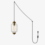 Bild in Gallery-Viewer laden, Fluted Glass Antique Brass Plug-In Pendant