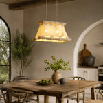 Cargar imagen en el visor de la Galería, Wabi-sabi fabric pendant lamp above rustic dining table