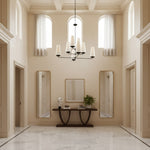 Charger l'image dans la visionneuse de galerie, Lustre vertical à plusieurs têtes en étages Rowan - Métal moderne et tissu pour salons et halls d'entrée