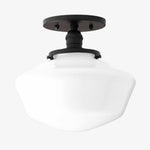 Charger l&#39;image dans la visionneuse de galerie, Geotower Glass Brass Ceiling Light - Opal Glass Schoolhouse Shade - Modern Elegance
