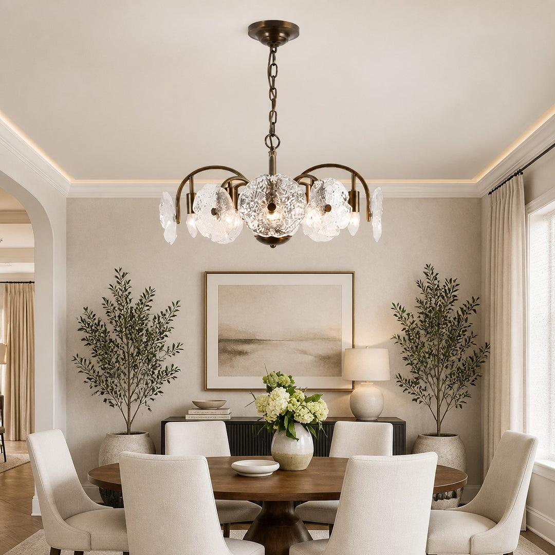 Brass Flower Glass Chandelier