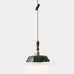 Load image into Gallery viewer, Single Pendant Deep Green Leather Shade Dia. 30 cm / 11.8 in