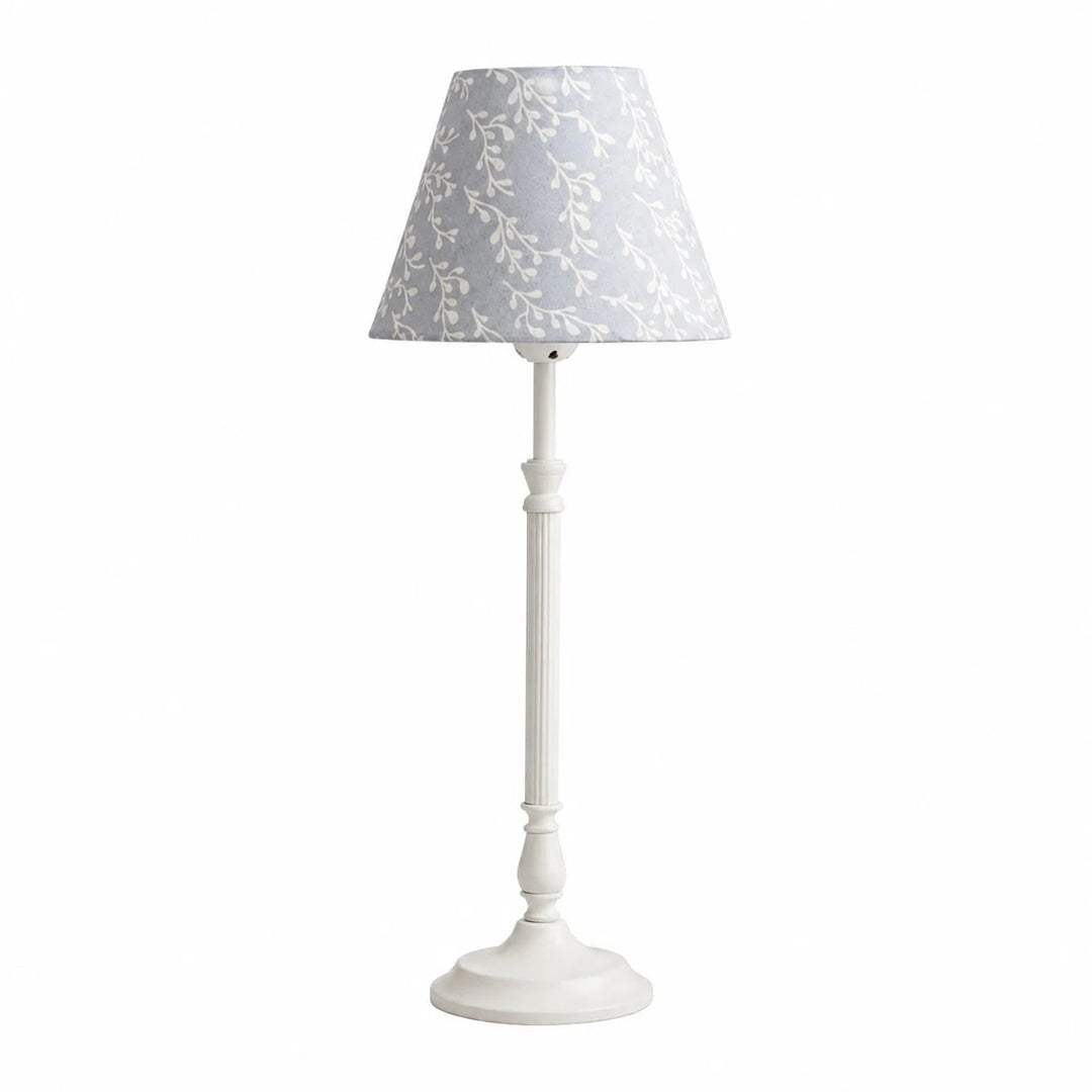 Blue bird fabric shade French country metal table lamp