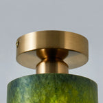 Bild in Gallery-Viewer laden, Green jade brass ceiling light detail 02