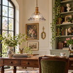 Cargar imagen en el visor de la Galería, Vintage Fluted Glass Pendant Light for Kitchen &amp; Dining