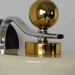 Charger l'image dans la visionneuse de galerie, Brass-tone top accent and glass shade detail