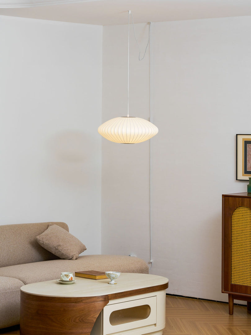 White Geometric Wire Swag Pendant Light
