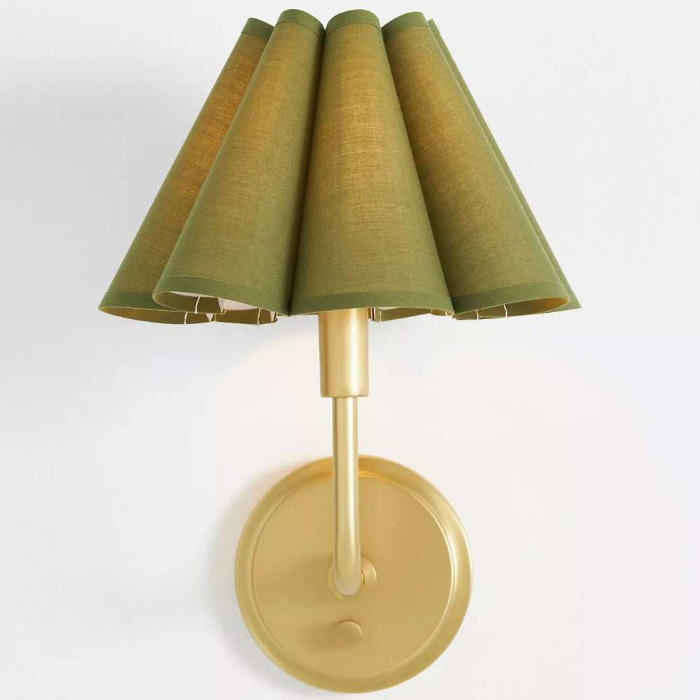 Capirise Pleated Shade Wall Sconce - Scalloped Fabric Bedroom Light