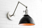 Cargar imagen en el visor de la Galería, Conique Metal Vintage Industrial Swing Arm Wall Lamp - Adjustable Dome Shade for Study
