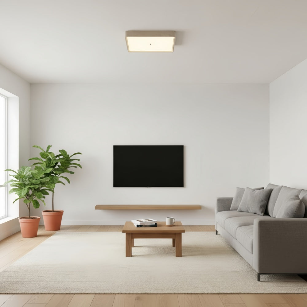 Plafonnier minimaliste Zenthoris en travertin à montage affleurant – Éclairage d’ambiance moderne pour couloir