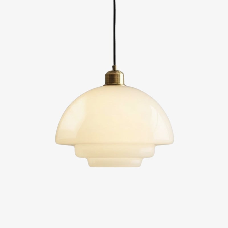 Suspension Art Déco Opalisse – Lampe de Plafond à Dôme en Verre Opalin pour Salle à Manger N07