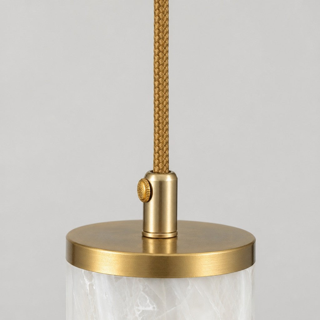 Nacrelith Capiz Shell Cylinder Brass Pendant Light - Nordic Bedroom Lighting