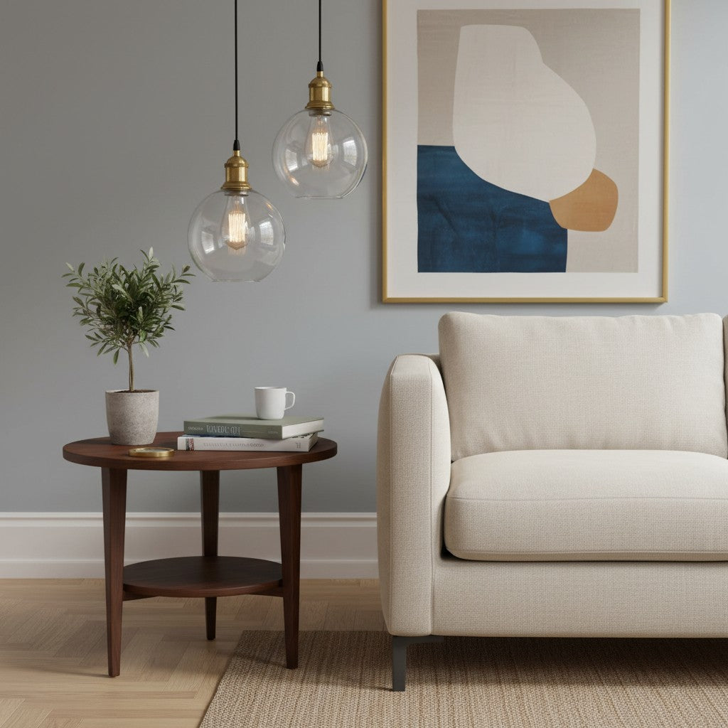 Suspension Globe en Verre Vintage Glavena - Luminaire Suspendu en Métal pour Salles à Manger