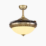 Cargar imagen en el visor de la Galería, Antique brass retractable ceiling fan light style C