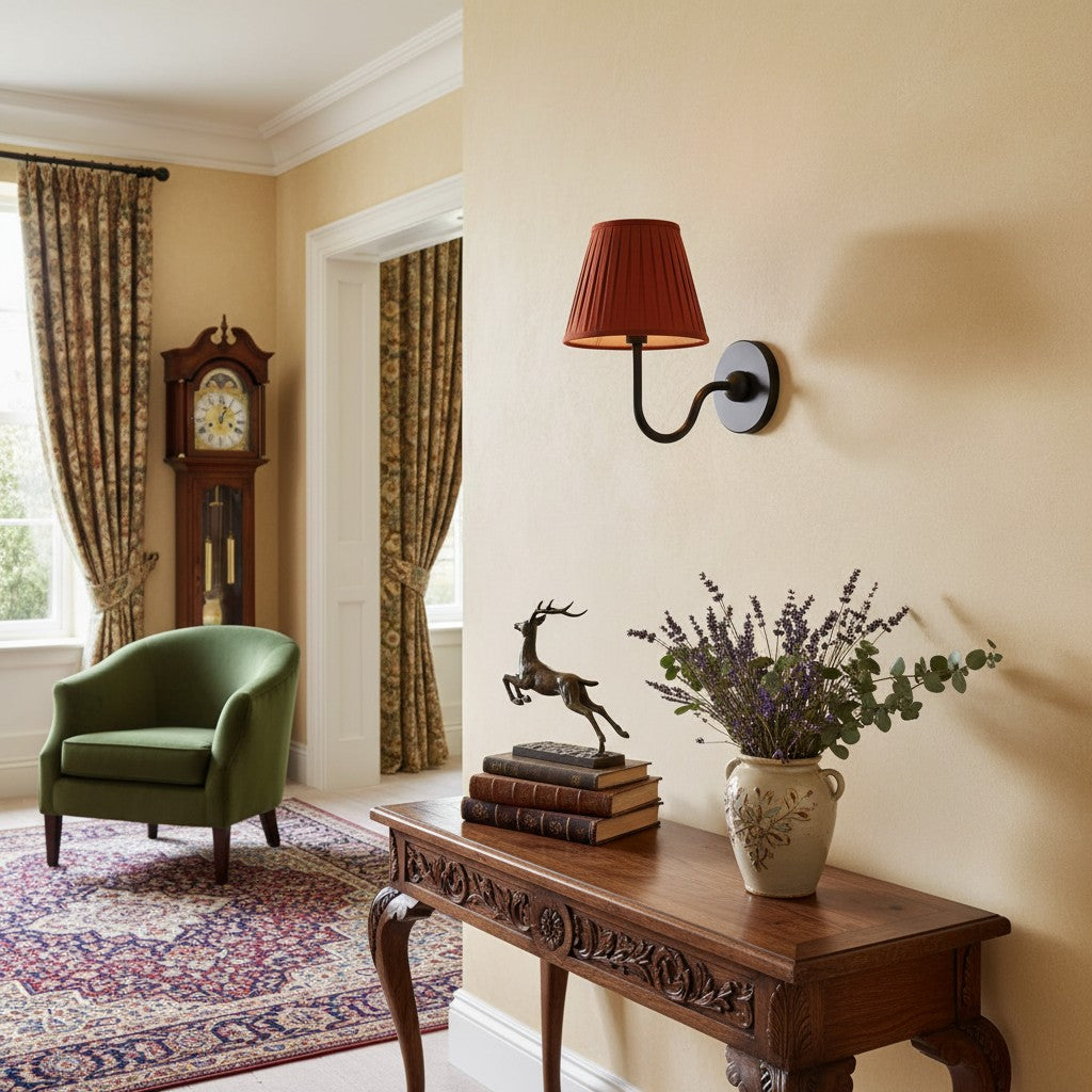 Luvora Fabric Shade Wall Sconce with Drum Shade - Classic Pleated Sconce Light