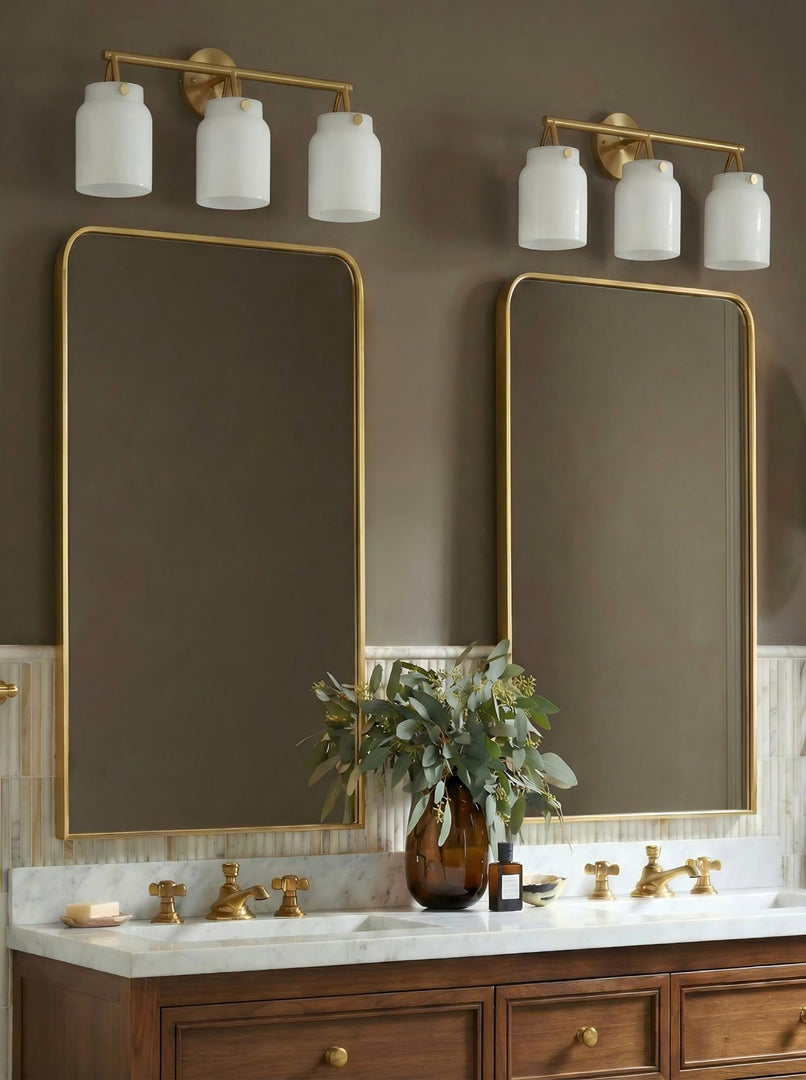 Applique murale moderne Hanton à 3 lumières – Luminaire en verre laiteux pour salle de bain, couloir et salon 