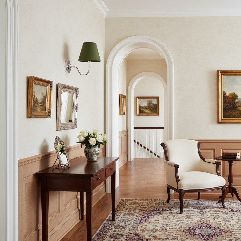 Aplique de pared Luvora con pantalla de tela y pantalla de tambor - Aplique plisado clásico