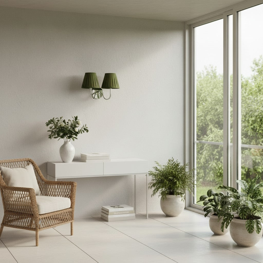 Aplique de pared Luvora con pantalla de tela y pantalla de tambor - Aplique plisado clásico