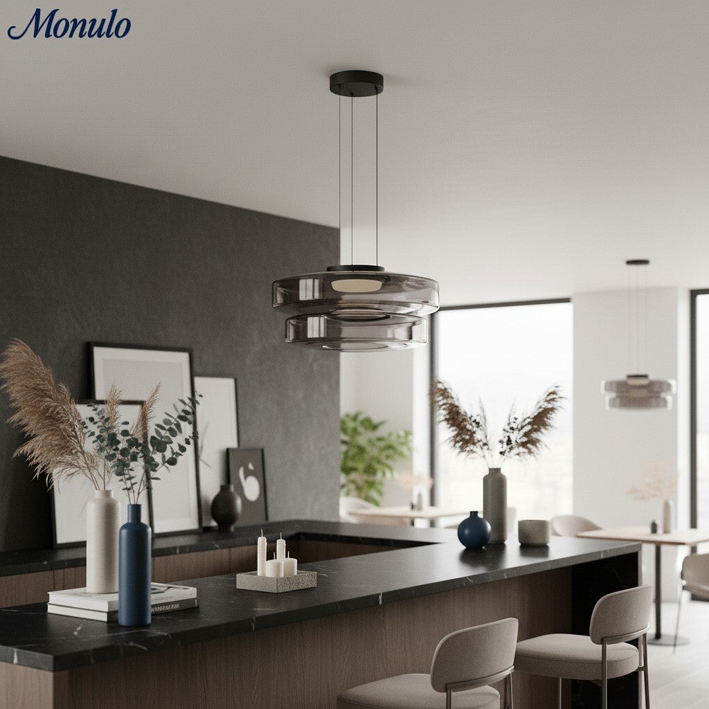 Verdoma Stacked Disc Form Glass Pendant Light Contemporary Nordic Lighting for Kitchens