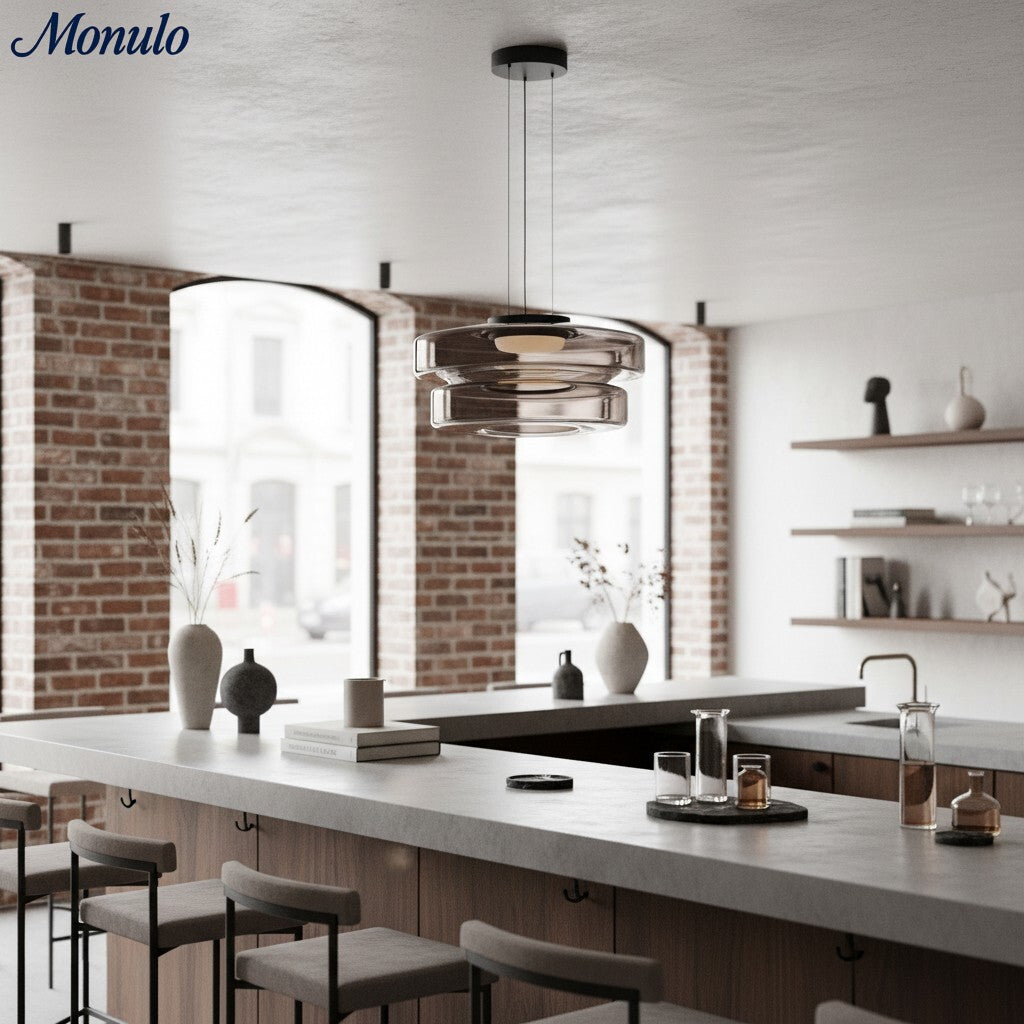 Verdoma Stacked Disc Form Glass Pendant Light Contemporary Nordic Lighting for Kitchens