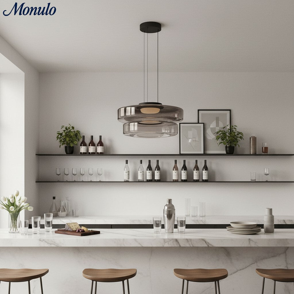 Verdoma Stacked Disc Form Glass Pendant Light Contemporary Nordic Lighting for Kitchens