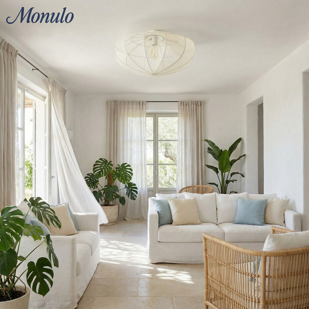 Lumifil Draped Mesh Ceiling Light – Boho Rustic Textured Shade Lamp for Living Room or Bedroom