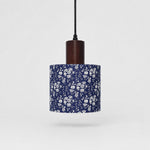 Bild in Gallery-Viewer laden, Blue floral patterned fabric drum pendant light, 16 cm shade