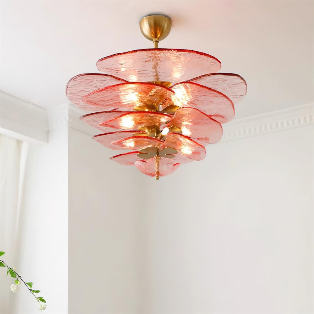 Lotus Leaf Layered Glass Chandelier