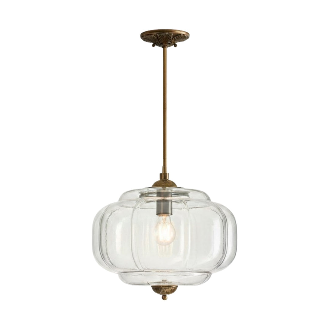 Lámpara colgante Eloise de vidrio lechoso festoneado de inspiración vintage: lámpara de acento moderna para cocina y dormitorio.