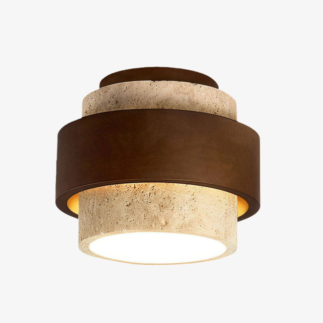 Lámpara de Techo de Travertino MokuStone Wabi Sabi - Iluminación Empotrada de Piedra Texturizada para el Hogar