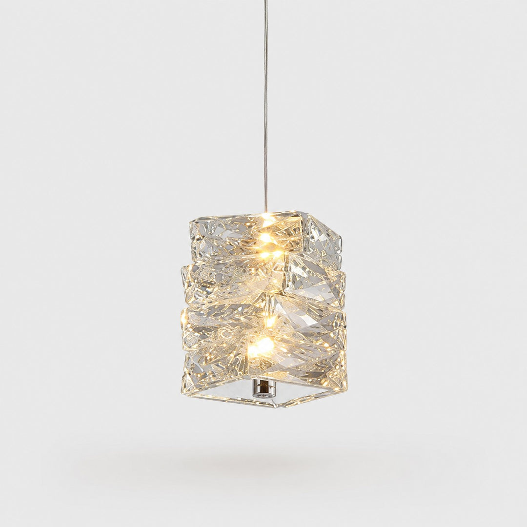 Sculptural Crystal Column LED Pendant Light