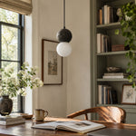 Load image into Gallery viewer, Textured Stone And Glass Plug-In Swag Pendant