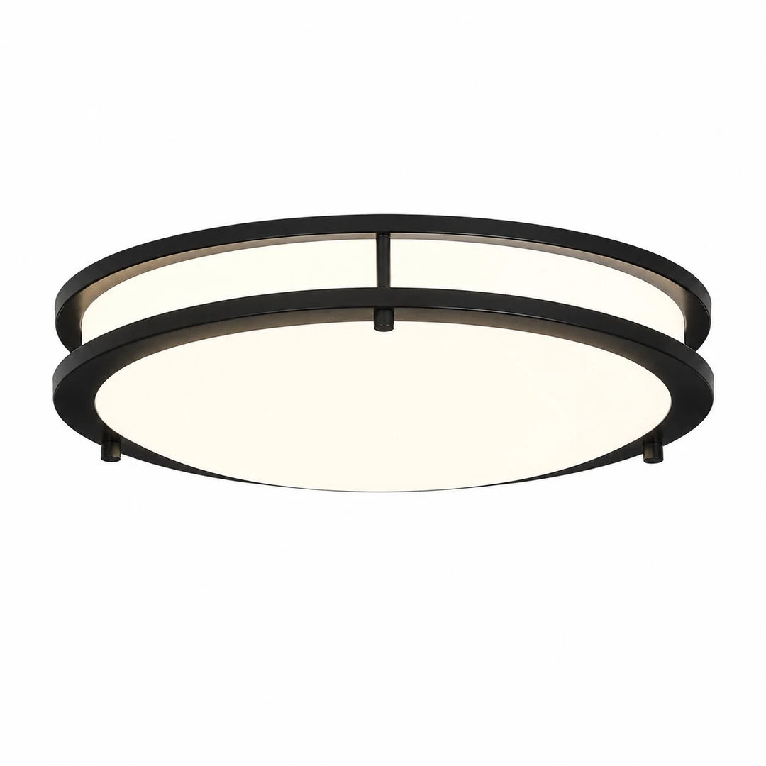 Matte black 40 cm Bauhaus eye-care LED ceiling light, three-color light