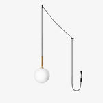 Load image into Gallery viewer, Spherical Brass Glass Plug-In Swag Pendant