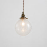 Load image into Gallery viewer, Crackled Glass Globe Brass Pendant Light