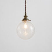 Crackled Glass Globe Brass Pendant Light